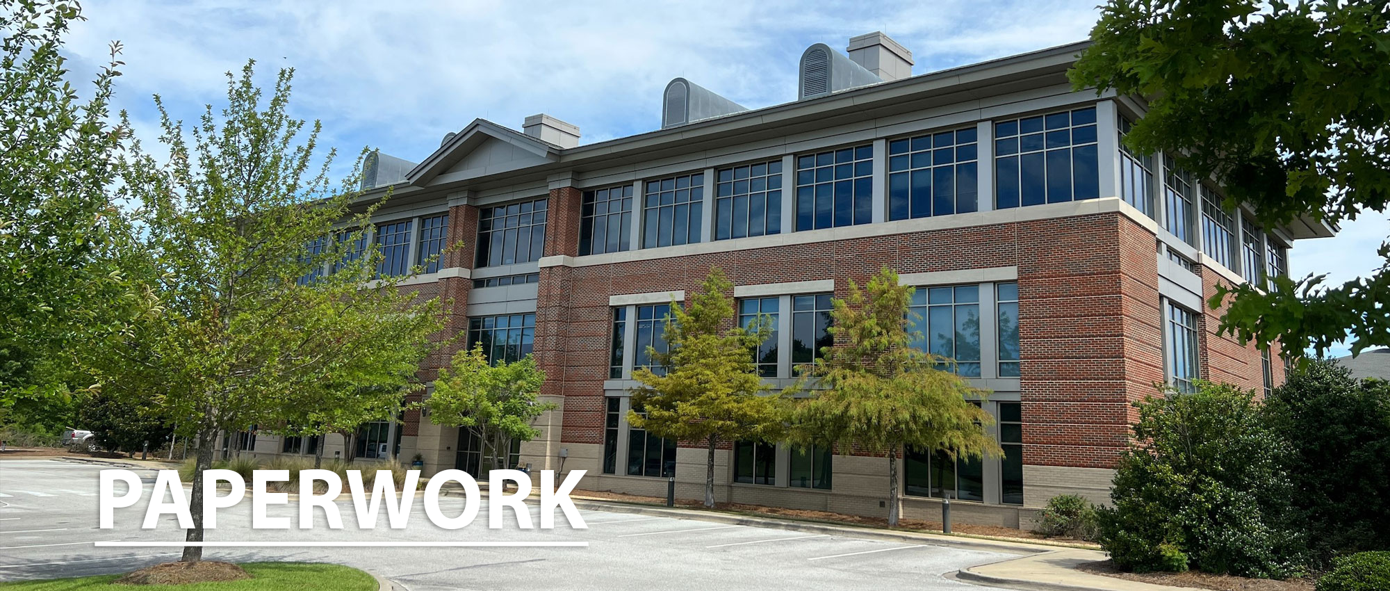 Paperwork wordmark over the Glaton House, home of the Marriage, Family & Therapy Center.